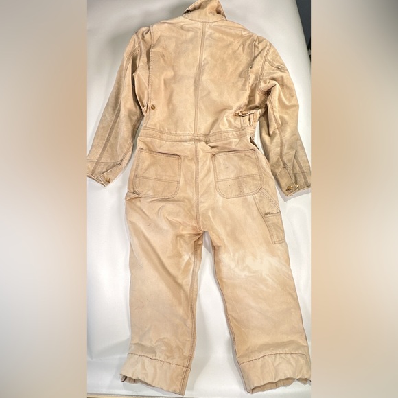 Carhartt Mens Coveralls Vintage Duck Canvas Insulated Tan 44R - Picture 10 of 16